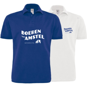 Boeren van Amstel polo wit en blauw groot en klein logo